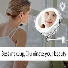 WZDD Specchio da Parete Trucco Bagno con Ingrandimento 5X, Specchio Bagno con Luce LED, Specchio Cosmetico per Il Bagno, 360° Girevole E Rotondo