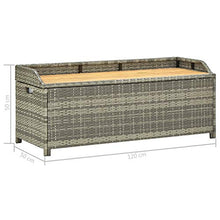BIGTO - Panca portaoggetti da giardino, in polirattan, colore: grigio, 120 x 50 x 50 cm