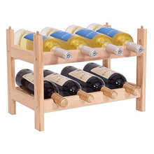 COSTWAY Cantinetta Portabottiglie a 2 Ripiani per 8 Bottiglie, Portabottiglie da Vino in Legno, 43 x 25 x 31 cm