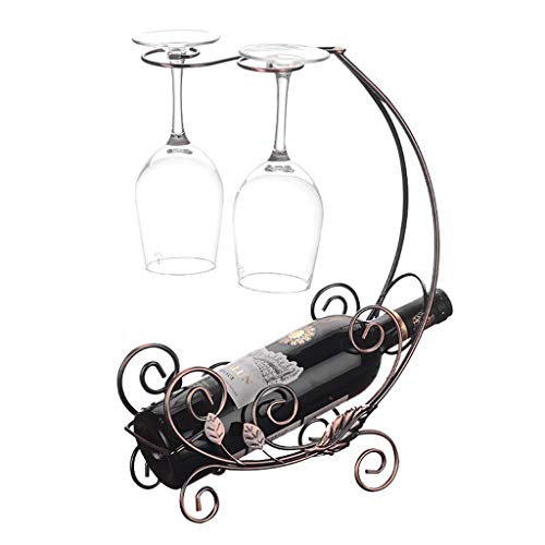 LHQ-HQ Supporto del Vino Vino Rack Indipendente del Vino del Metallo Bronzo Rack 1 Vino Ornamento Bicchieri Bottiglia / 2 Vino stoccaggio Calice Decorazione Stand di Esposizione casa