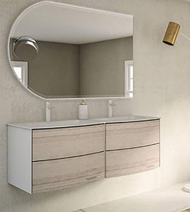 Mobile bagno sospeso moderno Soho rovere cm 122,con specchio a led e lavabo