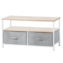mDesign Tavolino porta TV minimale con struttura in metallo — Mobile TV con 2 ripiani e comodi cassetti in fibra sintetica per gli accessori — Elegante mobile hifi con ripiani in MDF — grigio