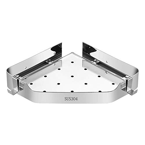 STOCCAGGIO DELL'ANGANIZZATORE DOCCIA, Scaffale per il bagno, supporto angolare Nessuna perforazione Doccia Parete Ripiani Acciaio inossidabile Rack di stoccaggio Acciaio Cestello con 2 ganci