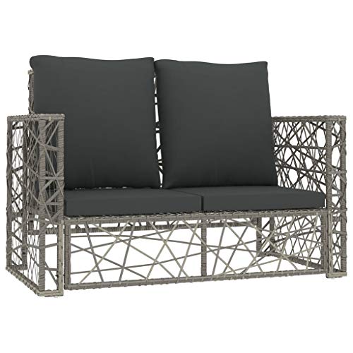 Tidyard Set Divani da Giardino 2 pz con Cuscini in Polyrattan Grigio