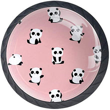 Panda animale sveglio che gioca rosa Pomelli per Porta Set di 4 Pomelli per Mobili Manopole per Cassetti Cucina Armadio Vetro