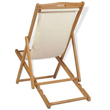 vidaXL Legno di Teak Sedia Sdraio Giardino Pieghevole Crema Lettino Prendisole