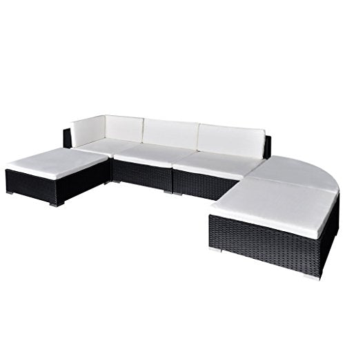 Anself Set mobili da Giardino,Set divani da Giardino in polirattan Nero 16 pz