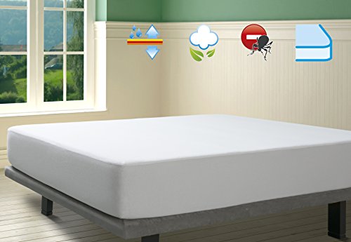 Savel - Proteggi Materasso Antiacaro Impermeabile e traspirante | Antiallergico| Trattamento antibatterico Sanitized. Tessuto a maglia 100% Cotone. Coprimaterasso Matrimoniale (160x190/200cm)
