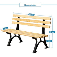 Panchina da Giardino Parco Panca per Tempo Libero da Esterno, Panca da Patio Resistente alle Intemperie con Struttura in Ghisa Legno Massello Anticorrosivo, Panca Decorativa per Prato, 2-4 Posti