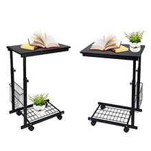 lyrlody Tavolino D'Appoggio,Tavolo Porta Laptop Tavolino da Divano Scrivania da Computer in Truciolare + Acciaio al Carbonio, Regolabile in Altezza,50 x 30 x 60-80cm