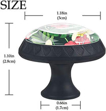 Foglie di palma tropicali rosso giallo floreale Pomelli per Porta Set di 4 Pomelli per Mobili Manopole per Cassetti Cucina Armadio Vetro
