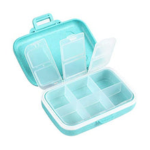BUBM Portable Pill Organizer 6 Scomparti, Portapillole Tascabile Giornaliero Pillole Contenitore Pillole Organizzatore (Blu)