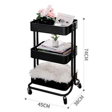 LYM &ripiano di stoccaggio Cucina Trolley, da Terra con carrucola Soggiorno Camera Bagno Multifunzione scaffalatura a 3 Strati Scaffale di Finitura