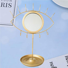 SOLUSTRE Forma degli Occhi Specchio per Il Trucco Boho Decorativo Specchio da Tavolo Staccabile Dorato Specchio Cosmetico con Vassoio di Gioielli Orecchini Supporto da Tavolo Specchio Boho