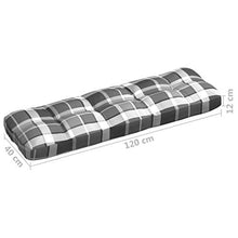 vidaXL Cuscino Divano da Giardino Quadri Grigio 120x40x12 cm in Tessuto