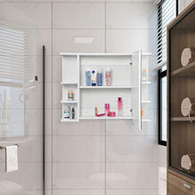 EUGAD Armadietto a Specchio da Bagno Mobiletto Pensile a Parete con 8 Mensole 80x20x60cm Bianco 0134WY