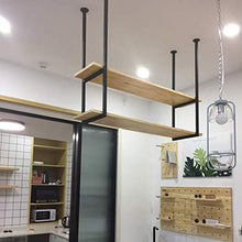 Americana Ferro Battuto di Legno Solido soffitto Scaffale, 2 Strati di ripartizione Scaffale, Ristorante Bar Rack, Hanging Magazzinaggio, 6 Formati (Size : 120 * 30 * 60cm)
