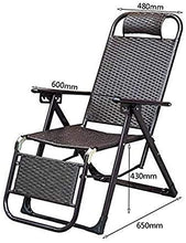 PAKUES-QO Reclinabile Rattan Sedia reclinabile Pieghevole Gravity Sedie Zero Lettini da Sole Sedie a Sdraio Relaxer Giardino Spiaggia Marrone Regolabile