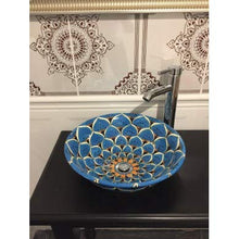 Casandra Cerames - Lavabo in ceramica turchese, 40,5 x 15 cm, stile messicano