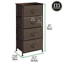 mDesign Comodino in stoffa – Organizer pratico con 4 cassetti – Cassettiera ideale per la camera da letto o per stanze piccole – marrone scuro