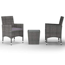 SKM Set Bistrot Giardino 3 pz Polyrattan e Vetro Temperato Grigio (11.4kg) Grigio-8359