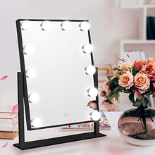 Daslava, specchio nero per trucco Vanity Hollywood, rotazione a 360 gradi, 12 lampadine a 3 colori, touch dimmer