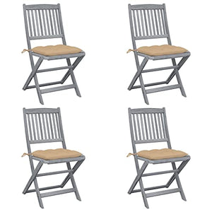 vidaXL Sedie da Giardino Pieghevoli 4pz con Cuscini in Massello Acacia