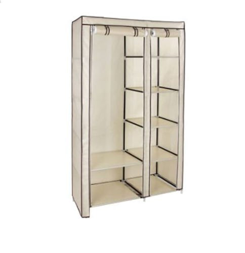 Cabina Armadio Guardaroba Appendiabiti Componibile In Tessuto Basic Colore Marrone
