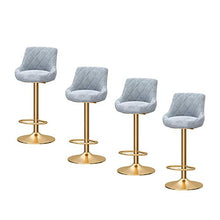Sgabelli da Bar Sedia Sgabelli ad altezza regolabili Sgabelli set di 4, sedie a barre Contatore sgabello Grigio Velvet Seat in velluto Gamba in metallo oro con poggiapiedi Colazione bar sgabello da ba