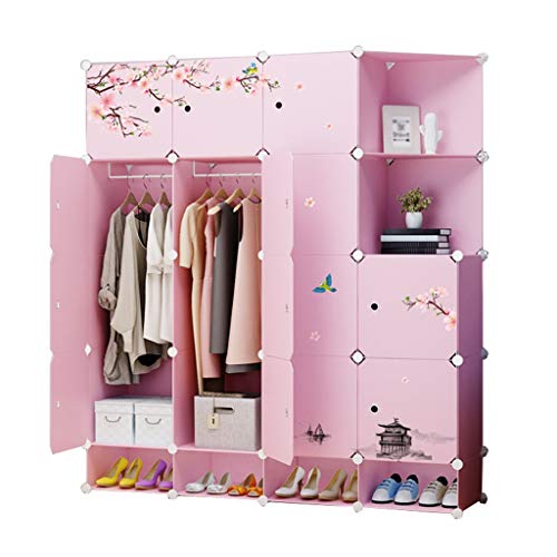 Locker 8-Gitter Armadio Shoes-Bit 2-Hanging Archivi Rimovibili di Plastica 14-Porta Angolo Scaffali Abbigliamento Home Camera Rosa 147X47X165CM MUMUJIN