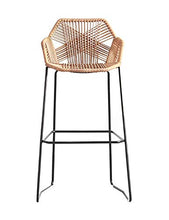 MYAOU Sgabelli da Bar Bancone da Cucina in Ferro battuto Sedie da Bar Sgabello Alto Sgabello in Rattan Sedia in Vimini per Bar caffè Bancone Colazione Sgabelli da Giardino (Altezza Seduta: 65 / 75cm)