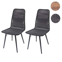Mendler Set 2 sedie HWC-F90 polyrattan WPC 92x46x43cm - Nero