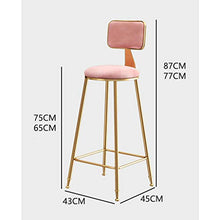 CMX-Barhocker Sgabelli da Bar Moderni in Metallo, Sgabello Alto da banco per Cucina, Sala da Pranzo, Pub, Sedile Imbottito in Velluto Morbido, Gambe in Metallo Dorato, Altezza Seduta 65 / 75cm