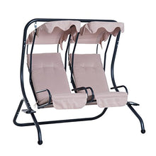 Outsunny Dondolo da Giardino 2 Posti con Sedute Separate e Tetto Parasole, Acciaio e Poliestere, 170x136x170cm Beige