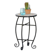 Outsunny Tavolino da Giardino, Tavolo da Esterno in Metallo Nero e Ceramica, Verde e Arancione Ф36 x 58cm