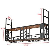 JHGJBJ Metallo Vino Rack Appesa, Ispessito, Spessore, Robusto E Una Scaffalatura Cucina Stabile Controsoffitto Appeso, con 2 Tipi di Supporti di Tazza, con Luci (Size : 120x30x80cm)
