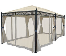 Gazebo pergola baldacchino Cadice acciaio poliestere ~ 5x3m avorio con zanzariere e tende