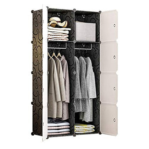 Locker Armadio Armadio Rimovibili di Plastica 8-Gitter Ripiani in Piedi Clothes Home Camera da Letto in Camera Noleggio Dormitorio 75X47X147CM MUMUJIN