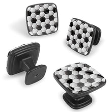 Set di 4 pezzi con maniglia quadrata per armadio da cucina, credenza, cassettiera, cassettiera, con viti, per cucina, comò, armadietto, bagno, armadio, calcio di calcio, colore: nero e bianco