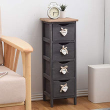 Rebecca Mobili RE4560 Cassettiera Comodino 4 Cassetti Legno Paulownia Grigio Shabby Camera Bagno Ingresso, 71x25x25 cm - Art. RE4560