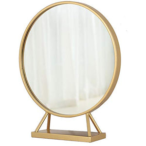 Specchio Domestico, Specchio cosmetico, Specchio di Ferro, Specchio da Tavolo, Specchio Rotondo, Specchio di Bellezza (Oro)
