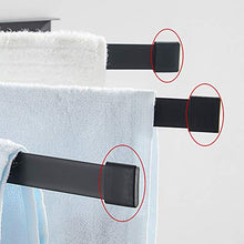 LIskybird Portasciugamani Senza Fori, Autoadesivo Portasciugamani da Cucina 24Cm, 3 Bracci, Portasciugamani da Bagno, da Cucina, Girevole A 180°, Porta Asciugamani da Bagno, Regalo: 5 Ganci,Nero