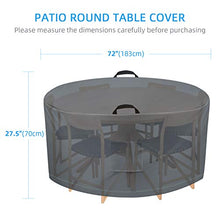 TAOCOCO Copertura rotonda per mobili da giardino 600D, impermeabile, telo di copertura per mobili da giardino e mobili da giardino, resistente alla polvere (183DIAx70 H cm, grigio)