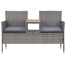 vidaXL Panca da Giardino a 2 Posti con Tavolino Panchina con Tavolinetto Sedile da Esterni Sedia Mobili da Giardino per Patio 143 cm Polyrattan Grigio