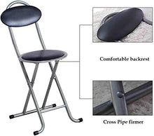 JCXOZ-Sedia Pieghevole Semplice Legno Solido Sgabello, Sedia Pieghevole Rotondo Nero Imbottito Pieghevole seggiolone Prima Colazione Cucina Sgabello sede Morbida Portatile