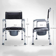 Commode Chair - 3 in 1 Alluminio Pieghevole Portatile Servizi igienici di Sicurezza del Telaio Bagno Doccia Sedile for Anziani Adulti disabili Anziani, Altezza Regolabile