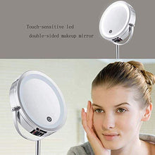 AJH Specchi da Barba Specchio per Trucco Illuminato a LED - 1x / 5X Specchio ingranditore con Controllo tattile, Specchio ingranditore bifacciale con Supporto, (5X specch