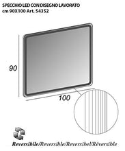Mobile bagno sospeso moderno Comfort grigio, misura cm 100, con specchio led, lavabo e colonna