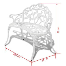 GOTOTOP Panca da Giardino 2 Posti,100 x 54 x 80 cm, Schienale/Sedile/braccioli in Fusione di Alluminio + Gambe in ghisa