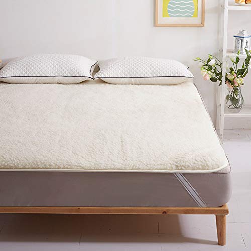 Nileco Fodera del Materasso Pad, Morbido Peluche Coprimaterasso con Cinghie Giapponese Materasso Futon Roll Up Materasso Caldo Tatami Stuoie Confortevole-Bianca 100x200cm(39x79inch)
